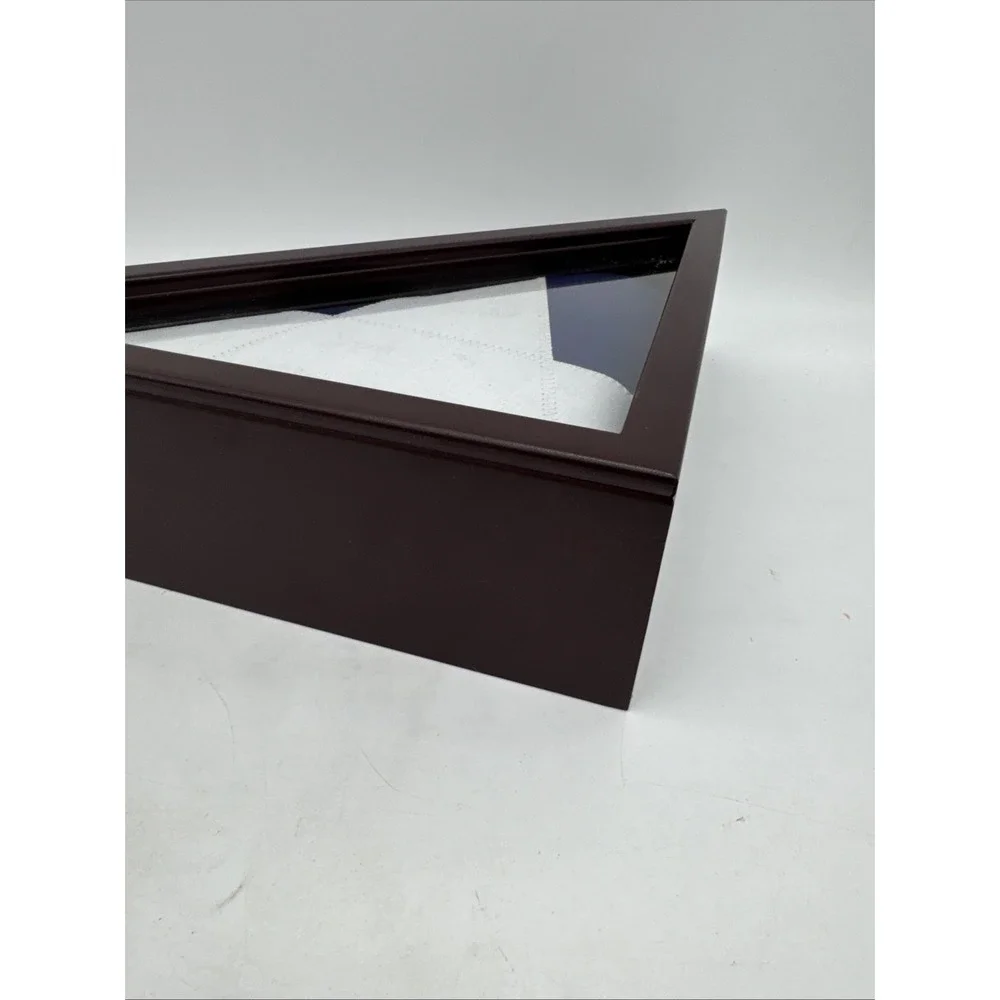 Wooden Triangle Flag Display Case Memorial Shadow Box Texas Flag